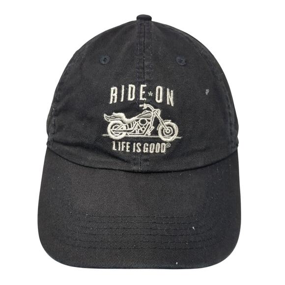 Ride On Life Is Good Slideback Hat Black One Size Adjustable Embroidered - Picture 1 of 9